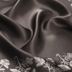 Füme Bindallı Saten İpek Mendil - Thumbnail