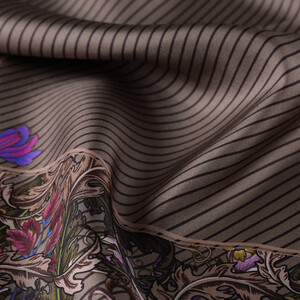 Fume Chintz Patterned Twill Silk Scarf - Thumbnail