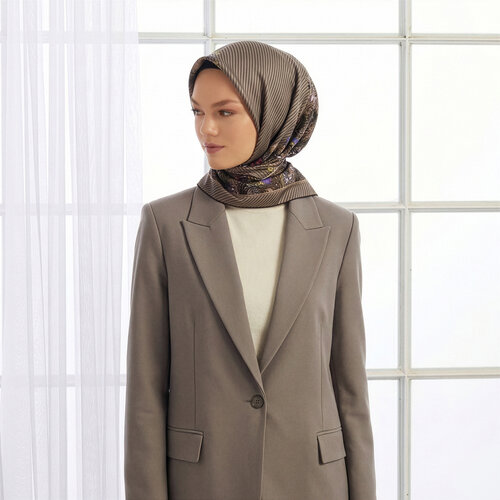 Fume Chintz Patterned Twill Silk Scarf