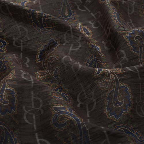 Füme Gri Monogram Desenli Tensel Eşarp 