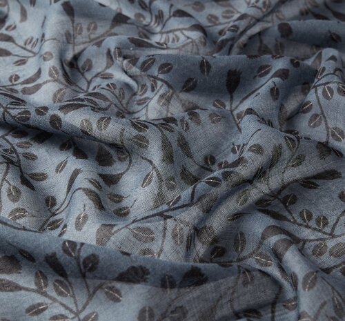 Füme Mini Yaprak Desenli Yün Şal