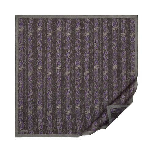 Füme Mor Monogram Desenli Tensel Eşarp 