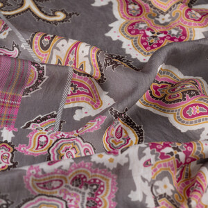 ipekevi - Füme Patchwork Desenli Tensel Eşarp (1)