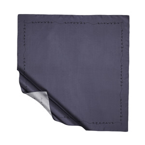 ipekevi - ايشارب حرير تويل لون رمادي مزيّن بتوقيع الماركة