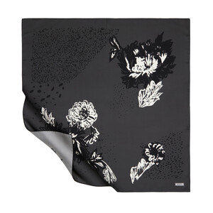 ipekevi - ايشارب حرير تويل تصميم ورود لون رمادي