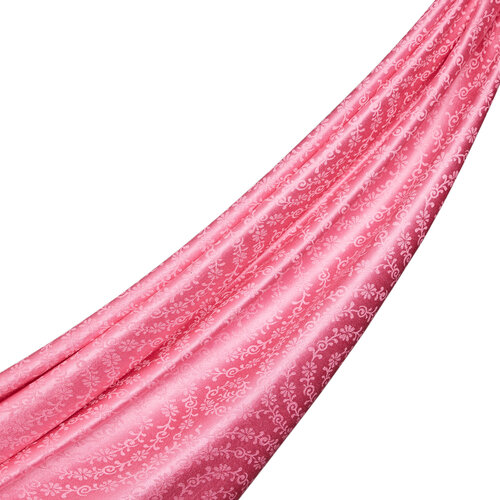 Fuschia Golden Horn Pattern Silk Scarf Shawl 