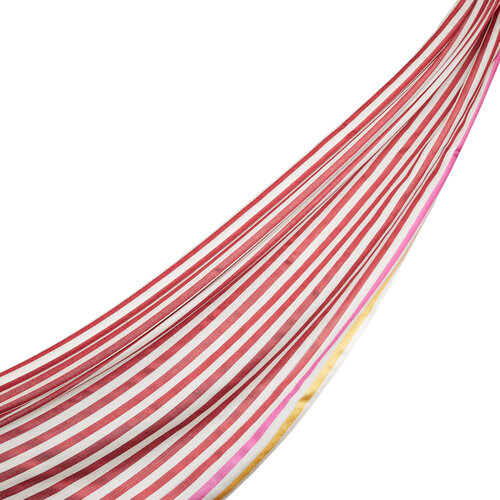 Fuschia Striped Silk Scarf Shawl