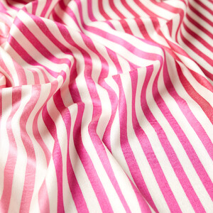 Fuschia Striped Silk Scarf - Thumbnail