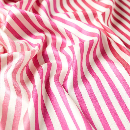 Fuschia Striped Silk Scarf