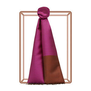 Fuschsia Red Reversible Silk Scarf - Thumbnail