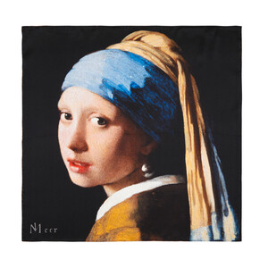 Girl with a Pearl Earring Satin Silk Pocket Square - Thumbnail
