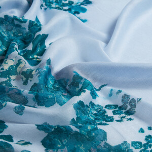 شال شتوي تصميم ورود لون أزرق سماوي - Thumbnail