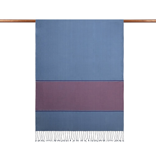 Gökmavi Çizgili İpek Şal