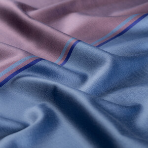 Gökmavi Çizgili İpek Şal - Thumbnail