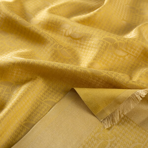 Gold İE Monogram Pamuk İpek Şal - Thumbnail