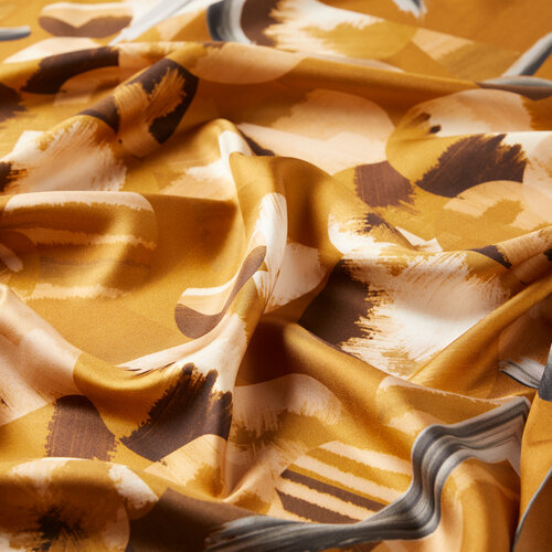 Gold Art House Twill Silk Scarf 