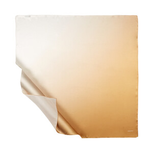 Gold Cream Gradient Satin Silk Scarf - Thumbnail