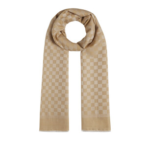 Gold Dama Desenli Pamuk İpek Şal - Thumbnail