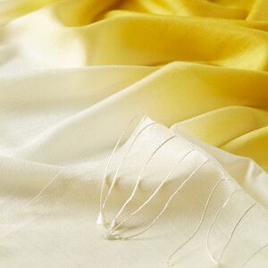 Gold Ecru Gradient Silk Scarf - Thumbnail