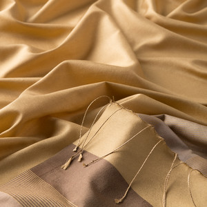 Gold Elitist Striped Silk Scarf - Thumbnail