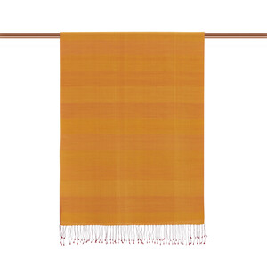 Gold Fuchsia Block Striped Reversible Silk Scarf - Thumbnail