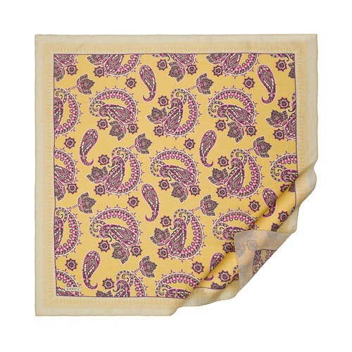 Gold Fuchsia Mezopotamya Model 04 Print Tencel Scarf