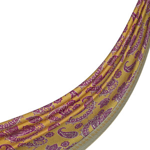 Gold Fuchsia Mezopotamya Model 04 Print Tencel Scarf - Thumbnail