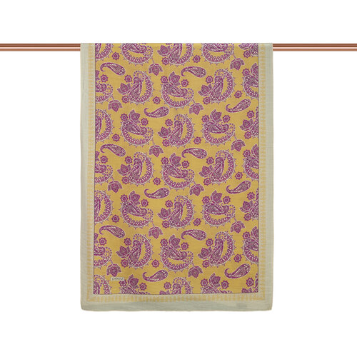 Gold Fuchsia Mezopotamya Model 04 Print Tencel Scarf 