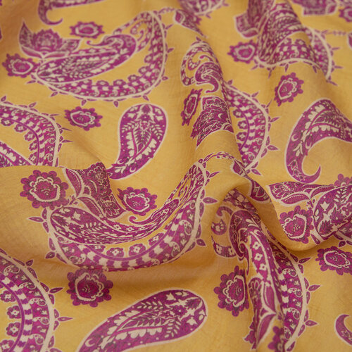 Gold Fuchsia Mezopotamya Model 04 Print Tencel Scarf 