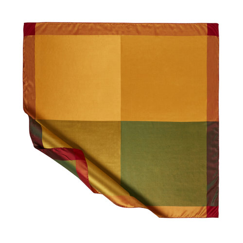 Gold Green Block Frame Silk Scarf