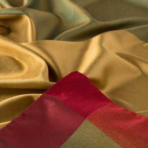 Gold Green Block Frame Silk Scarf - Thumbnail