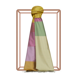 Gold Kushak Striped Silk Scarf - Thumbnail