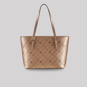 Gold Monogram Buckle Detailed Tote Bag - Thumbnail