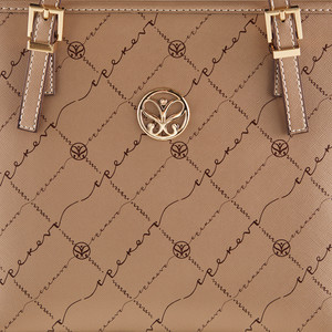 Gold Monogram Buckle Detailed Tote Bag - Thumbnail