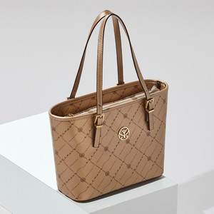 Gold Monogram Buckle Detailed Tote Bag - Thumbnail