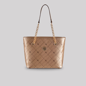 ipekevi - Gold Monogram Chain Detailed Tote Bag (1)