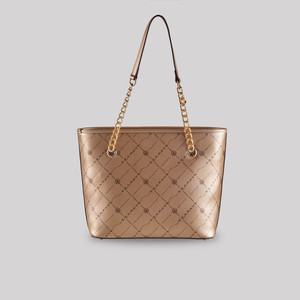 Gold Monogram Chain Detailed Tote Bag - Thumbnail