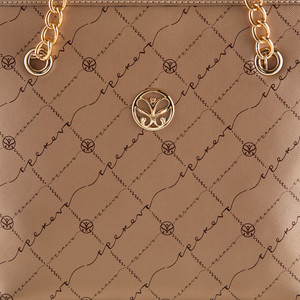 Gold Monogram Chain Detailed Tote Bag - Thumbnail