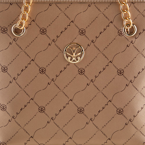 Gold Monogram Chain Detailed Tote Bag