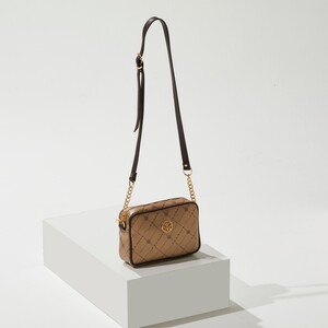 Gold Monogram Pocket Detailed Crossbody Bag - Thumbnail