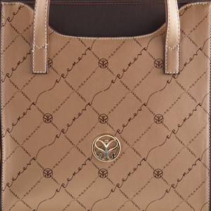 Gold Monogram Pocket Detailed Tote Bag - Thumbnail