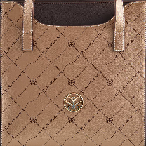 Gold Monogram Pocket Detailed Tote Bag