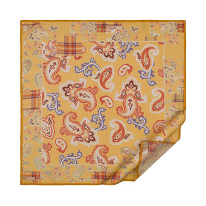 Gold Patchwork Desenli Tensel Eşarp - Thumbnail