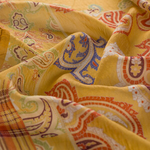 ipekevi - Gold Patchwork Desenli Tensel Eşarp (1)