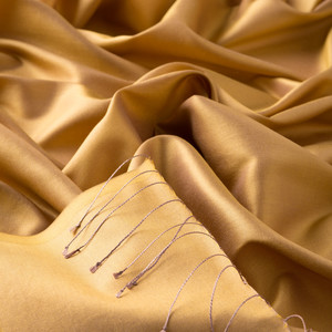 Gold Plain Silk Scarf - Thumbnail