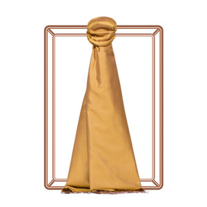 Gold Plain Silk Scarf - Thumbnail