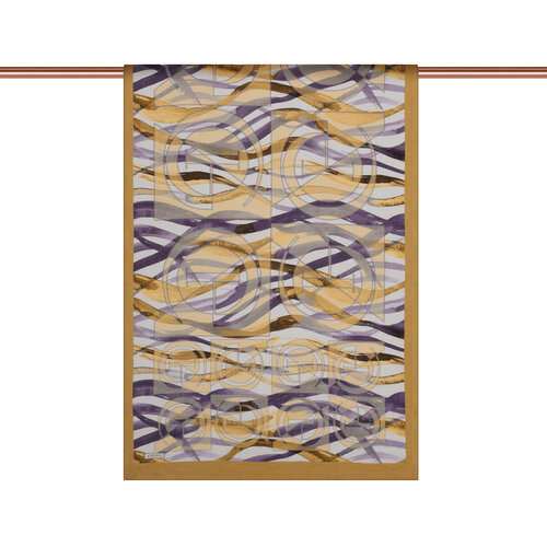 Gold Purple Mono Wave Print Tencel Scarf