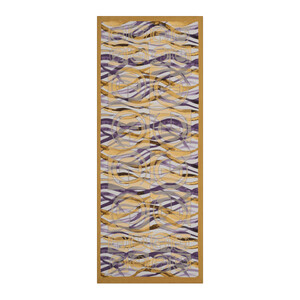 Gold Purple Mono Wave Print Tencel Scarf - Thumbnail