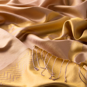 Gold Retro Zigzag Silk Scarf - Thumbnail