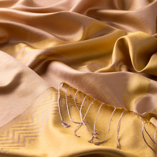 Gold Retro Zigzag Silk Scarf